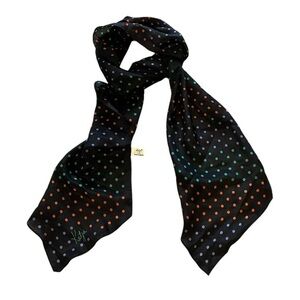 KATJA for XIIX KARAT Black/Multi Polkadot Silk Blend Japan Made Vintage Scarf